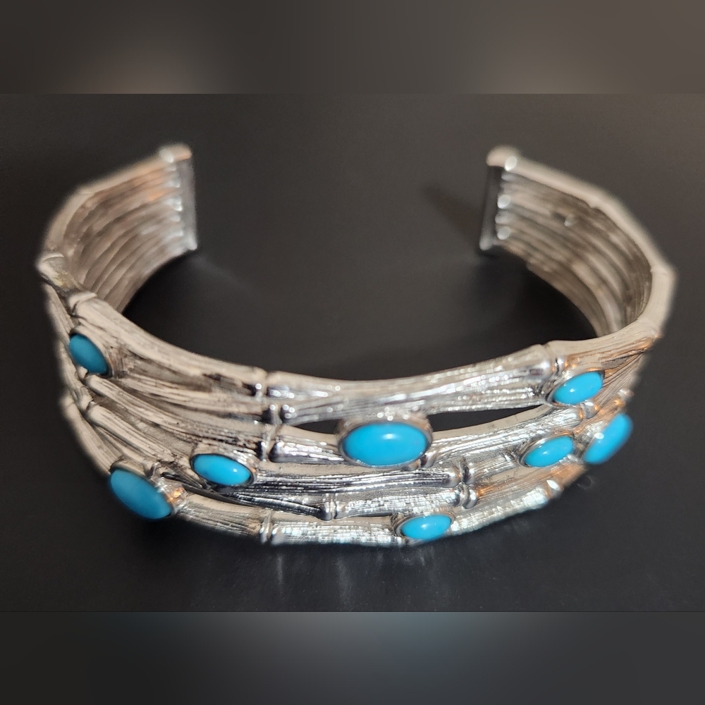 Sterling Silver‎ and turqoise cuff - Picture 2 of 6